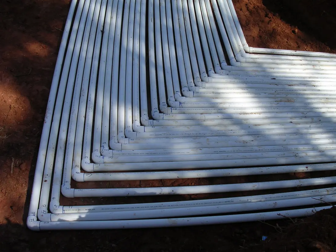 drains d'épandage en PVC posés en tranchée